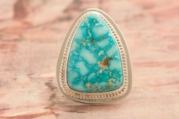 Genuine Kingman Water Web Turquoise Sterling Silver Native American Ring